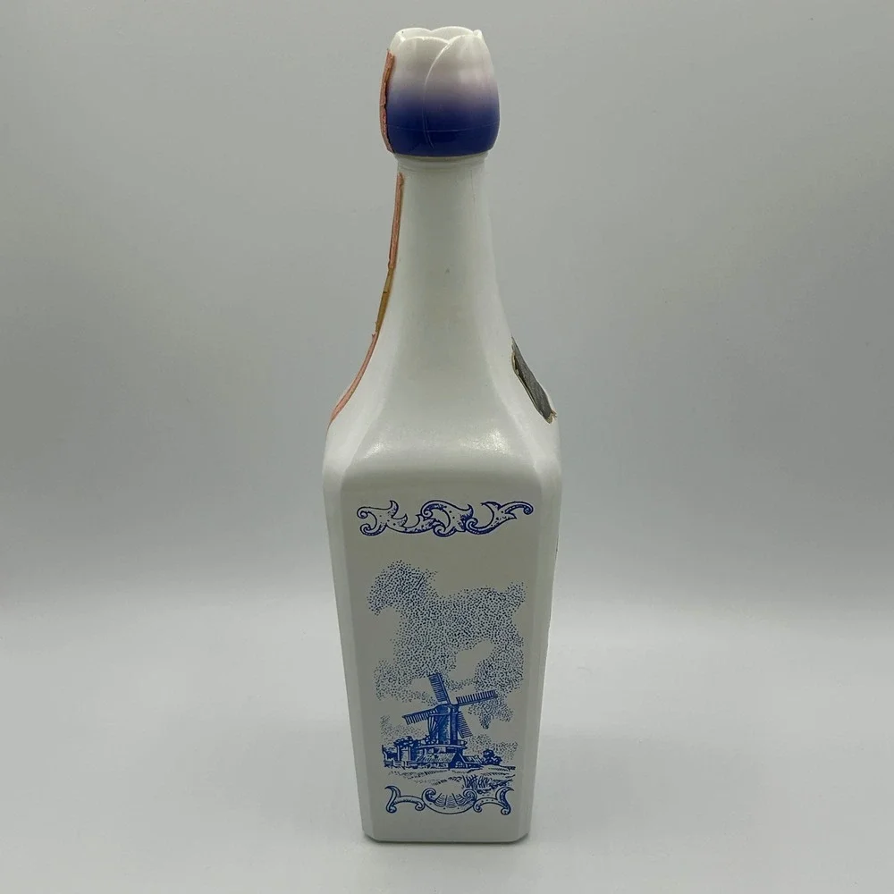 Vintage Vandermint Liqueur Holland Ceramic Bottle 750ml Tulip Cap Windmill Dutch
